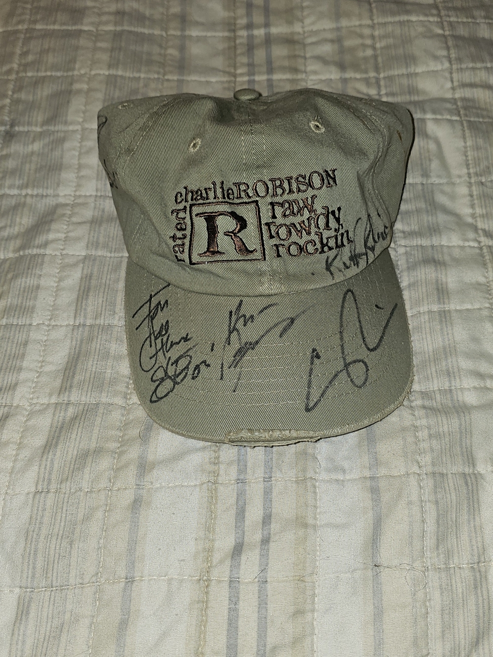 Charlie Robison Vintage Autographed Raw Town Rockin' Embroidered Khaki Cap